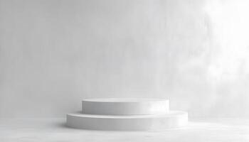 White pedestal in front of a white wall photo
