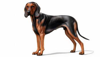 A dog is standing on a white background photo