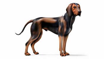 A dog is standing on a white background photo