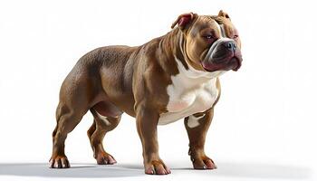 An american bulldog standing on a white background photo