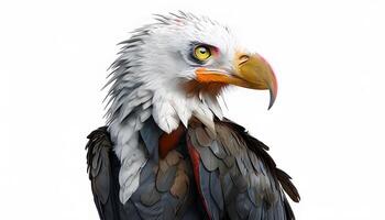 A close up of an eagle with a white background photo