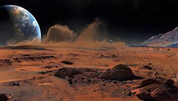 An artist's rendering of the martian landscape photo