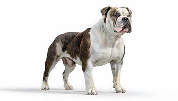 An english bulldog standing on a white background photo