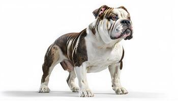 An english bulldog standing on a white background photo