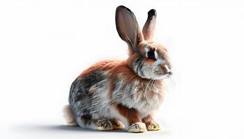 A rabbit is sitting on a white background photo