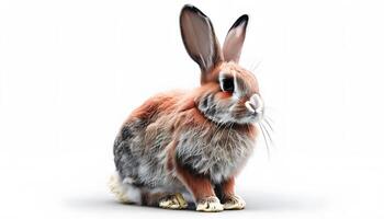 A rabbit is sitting on a white background photo