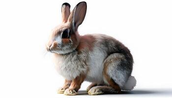A rabbit is sitting on a white background photo