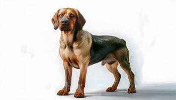 A dog standing on a white background photo