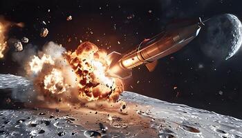 An image of a rocket hitting the moon photo