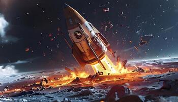 An illustration of a rocket launching into space photo