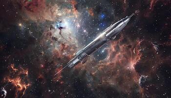 An artist's rendering of a space ship in space photo
