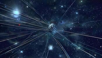 A space station with many lines and lines photo