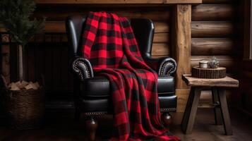 rustic red and black buffalo plaid photo