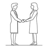 Business Handshake in Minimal Line Art Style vector