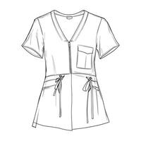 Front View of Medical Scrub Top with Utility Pockets in Line Art vector