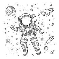 Playful Astronaut Floating with Planets and Stars in Space vector