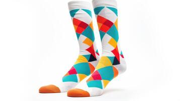 geometric socks isolated on white photo