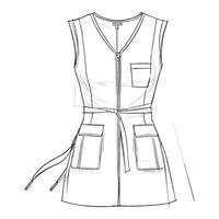 Minimalist Line Art of Utility Pocket Apron Design vector