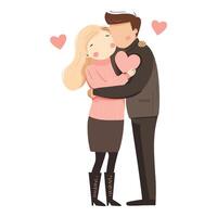 Romantic Couple Hugging with Affectionate Expression vector