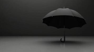 Open black umbrella monochrome photo