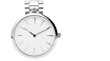 Silver watch on white background photo
