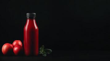 Red drink bottle with apples mint photo