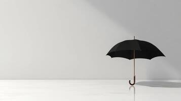 Elegant black umbrella on white photo