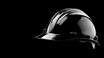 Professional protective helmet illuminated against black backdrop photo