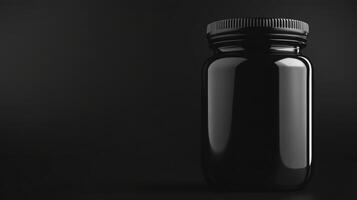 Empty black medicine jar isolated photo
