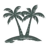 Three Palm Trees on an Island in a Tropical Setting vector