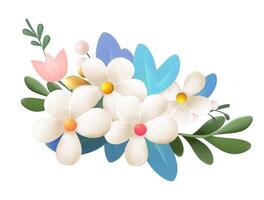 Spring colorful flower elements . Set floral of wildflower, leaf branch, foliage on white background. blossom illustration vector