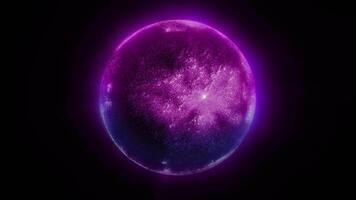 A fmalet ion sphere with moving plasma inside rotates in space. video