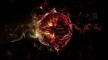 Abstraction of cosmic energy. The sphere, permeated with threads of energy, emits light and emits waves, recreating the unique atmosphere of space. video