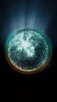 An energetic ion sphere with a moving plasma inside rotates in space. video
