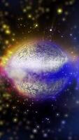 Volumetric Planet with a metallic tint rotates in outer space video
