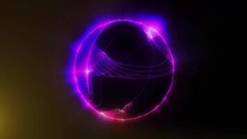 Violet-blue spherical waves oscillate and change shape, creating a virtual cosmic abstraction. video