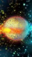 A voluminous yellow planet with a metallic tint rotates in outer space. video