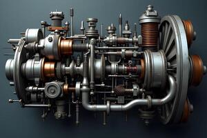 A close up of a mechanical engine photo