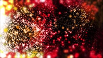 Bright yellow-red splashes, twisted into a spiral, fly towards us and scatter. video