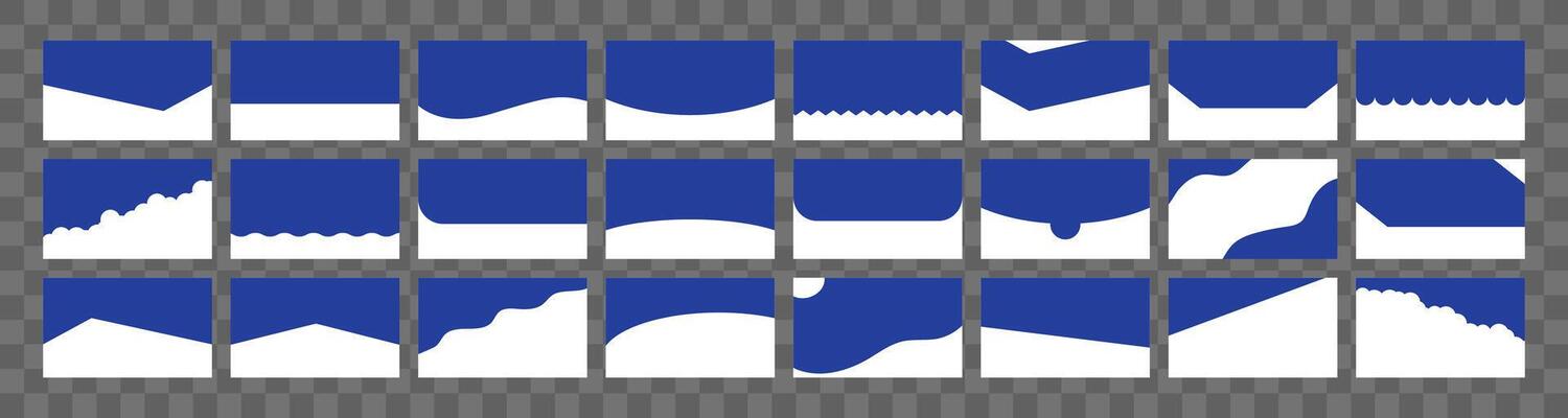 Separator Header for web page design. Flat illustration. Set of Template with different Shapes. Banners or Posters. Website border concept