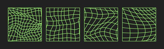 Psychedelic Checkerboard. Gradient Trippy checkered wallpaper. Linear Groovy background. Hippie illustration in Y2k style. Vintage distorted geometric pattern vector