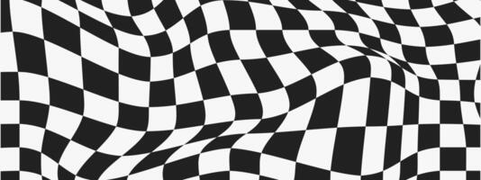 Psychedelic Checkerboard. Abstract groovy background. Hippie horizontal backdrop. Y2k aesthetic. Retro funky illustration. Pattern in trendy 70s cartoon style vector