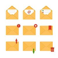 Mail envelope icon. Receiving SMS messages, notifications. Concept of delivery correspondence and letters. illustration in flat cartoon style vector