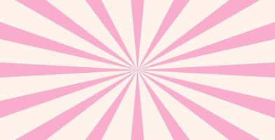 Old groovy background. Hippie backdrop with curved stripes. Y2k aesthetic. Retro psychedelic illustration. Abstract pattern with rays. Twisted design in pink colors vector
