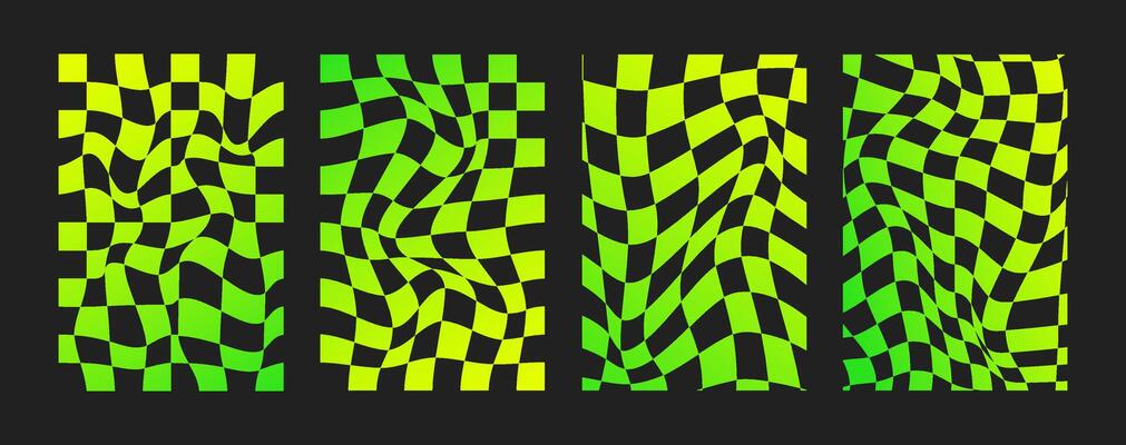 Psychedelic Checkerboard. Gradient neon groovy background. Hippie vertical backdrop. Y2k aesthetic. Retro funky illustration. Pattern in trendy 70s cartoon style