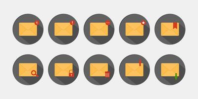 Mail envelopes icon set. Receiving SMS messages, invitations concept. illustration in flat style vector