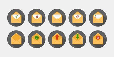 Mail envelopes set. Receiving SMS messages, notifications, invitations concept. illustration in flat style vector