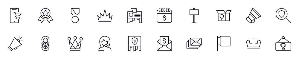 Collections of line icons of marketing. Simple linear illustration that perfect for web banners, social networks, articles, infographics vector