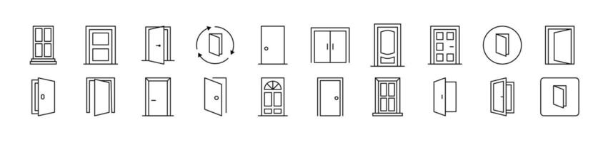 Door Collection of Thin Icons. Editable Stroke. Suitable for Web Sites, Books, Cards, Apps vector