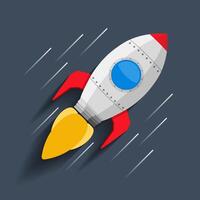 Rocket flynig in space vector